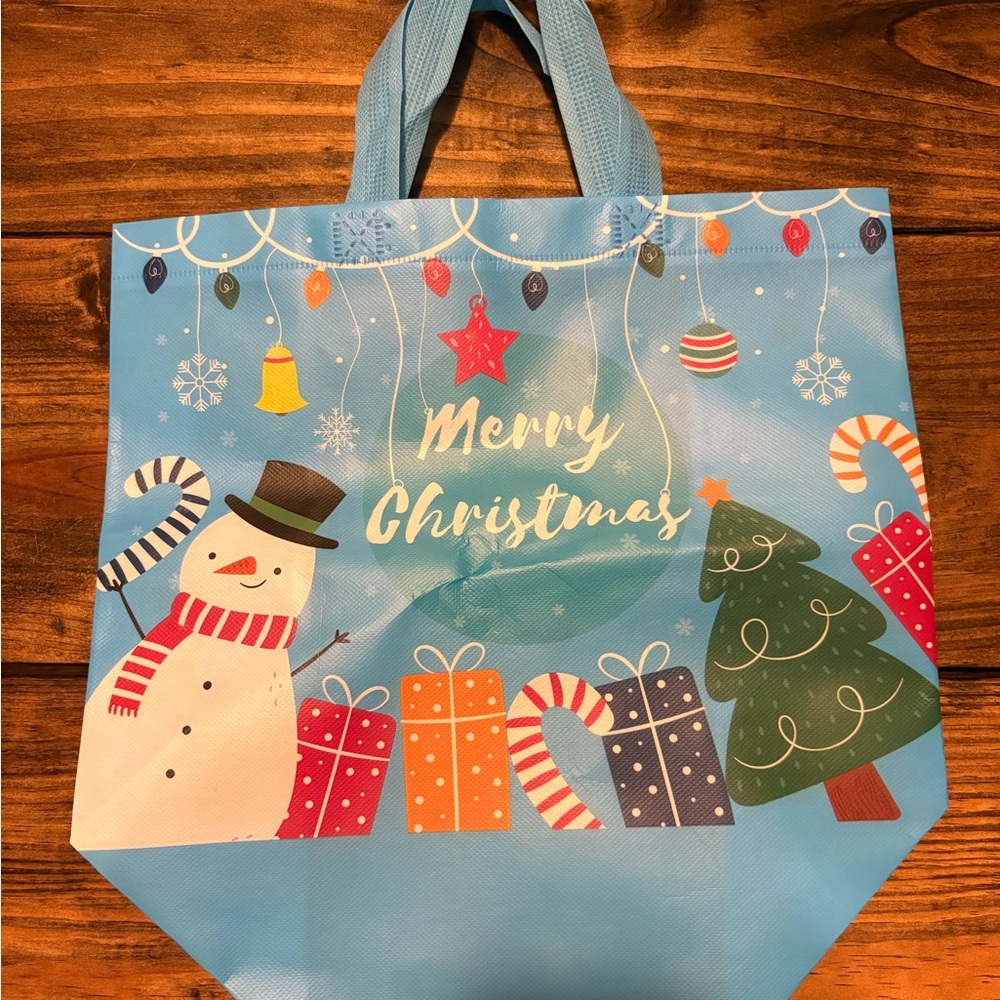 Blue Merry Christmas Tote Bag